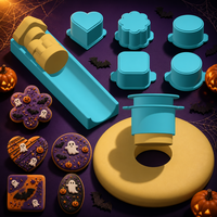 Kit de fabrication de cake pops, 5 formes, plateau et emporte-pièces en plastique, outil de pâtisserie d'Halloween pour desserts de fête, vente en gros