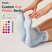 Chaussettes de Pilates ZONEKKI personnalisées avec soutien de la voûte plantaire pour femmes, respirantes, sportives, chaussettes de yoga Pilates à adhérence accrue, brodées