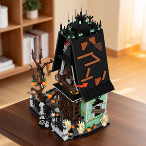 Blocs de construction Maison Hantée d'Halloween, Modèle de Jouet de Construction Scène Urbaine de Ville Fantôme Sombre en Pleine Nature Européenne, Cadeau d'Halloween - Product Image 5