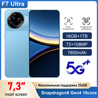 Teléfono Celular Inteligente F7 Ultra 5G Original Desbloqueado al por Mayor, HD 108MP, Totalmente Compatible con Android 15, Doble SIM, 16GB de RAM + 1TB, CPU Deca Core MTK