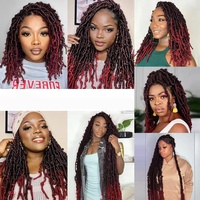 Extensions de cheveux synthétiques pour tresses au crochet, style Butterfly Locs, tissage simple, effet afro vieilli, torsades crépues pré-bouclées, pour femmes noires