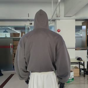 Conjunto Deportivo Personalizado de Corte Cuadrado, Color Gris Jaspeado, Ligero, de Felpa de Algodón, Sudadera con Capucha Extra Grande para Hombre, Pantalones Deportivos, Conjunto de Dos Piezas para Correr - Product Image 6