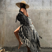 TW9203994 Traje de Baño de Alta Calidad Pareo Sarong Teñido Anudado Cárdigan Falda de Playa Ropa de Verano para Mujer Cubre Bikini para Playa