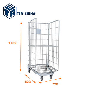 Draadgaas Rolkooi <span class=keywords><strong>Trolley</strong></span> Metalen Gaas Transportrol Container Draadcontainer Met Plank Kooi Rolkooi Handkarren & Trolleys - Product Image 1