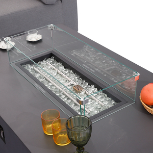 MIA Mobilier de jardin de luxe pour patio extérieur, ensemble de canapé en forme de <span class=keywords><strong>L</strong></span> avec table et foyer - Product Image 3