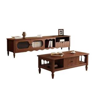 Table basse en bois massif de style antique et meuble <span class=keywords><strong>TV</strong></span> combinaison petits meubles de maison pour le rangement du salon - Product Image 5