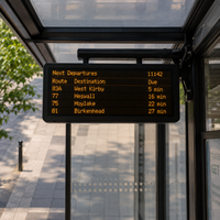 Afficheur numérique LED extérieur suspendu pour arrêts de bus, centres commerciaux, magasins de détail – Haute luminosité, défilement d'informations sur les itinéraires et les arrivées