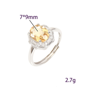 Anillos Ajustables de Plata de Ley 925 con Baño de Rodio y Piedra Natural Ovalada de 7*8mm, Joyería Antideslustre para Mujer, Venta al Por Mayor - Product Image 6