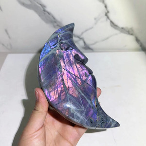 Moon <strong>Crystals</strong> Natural Reiki Gemstones Polished <strong>Witch</strong> Stuff Moon Carved Purple Labradorite <strong>Crystals</strong> Moon Face - Product Image 5