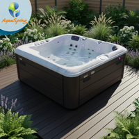 Bain à remous extérieur homologué CE pour 6 personnes, spa jacuzzi avec 31 jets de massage