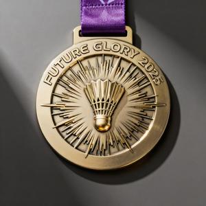 เหรียญแบดมินตันทำจากโลหะสำหรับ2025แผ่นชุบเคลือบสีทองดีไซน์แบบมืออาชีพ - Product Image 1