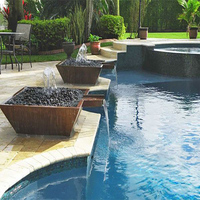 Fontaine d'eau décorative de jardin en acier avec foyer à gaz sans fumée