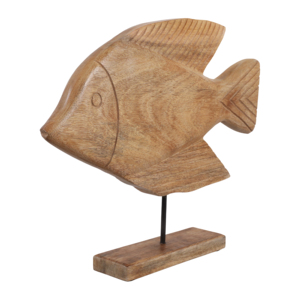 Statuetta di pesce in legno intagliata a mano, scultura in legno di mango per decorazioni per la casa, soggiorno, ufficio, scrivania. - Product Image 2