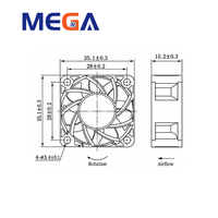 Ventilateur de refroidissement DC 35x35x15mm 5V 3000-9000RPM, ventilateur axial haute vitesse pour boîtier électronique