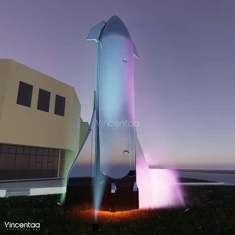 Vincentaa Modern Stainless Steel Large Sculpture Rocket Sculpture Can Be Customized Outdoor Sculpture