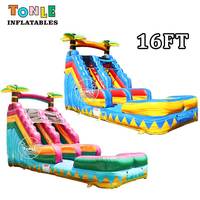 Toboggan aquatique tropical gonflable en PVC durable de 16 pieds de haut pour la location d'événements