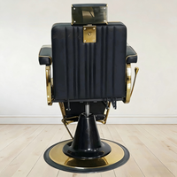 Fauteuil de barbier vintage de luxe en or avec inclinaison hydraulique pour salon de coiffure et de rasage