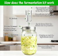 Pot de Fermentation en Verre 1L avec Double Valve de Fermeture Étanche et Joint en Silicone |   Kit de Fermentation pour Kimchi à Large Ouverture - Sans BPA - Cadeaux Promotionnels