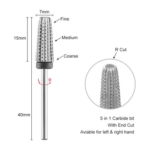 5 en 1 forets à ongles coniques en carbure de sécurité 3/32 "fraise à tige pour <span class=keywords><strong>manucure</strong></span> enlever le Gel Double utilisation à la <span class=keywords><strong>main</strong></span> - Product Image 3