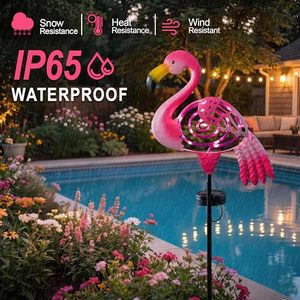 Luces Solares de Jardín con Forma de Flamenco, Decoración de Jardín de Metal Rosa, Resistentes al Agua, para Caminos, Patios, Terrazas y Jardines - Product Image 6