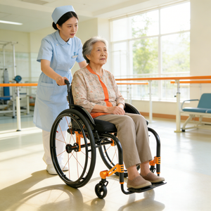 Fauteuil roulant sport haut de gamme léger en carbone et titane hybride, pliable vers l'avant, réglable - Product Image 1