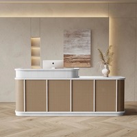 Comptoir de réception moderne en MDF avec éclairage LED, écoresponsable, pour hôtel, couleur personnalisable