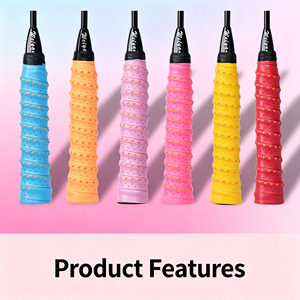 Cinta de agarre para raqueta de bádminton, cinta de agarre extra para raqueta, absorción de impactos, envoltura de PU para el mango de raqueta de tenis y squash, diseño duradero - Product Image 2