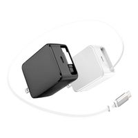 Chargeur électrique GaN 20W PD3.1/3.0 QC3.0 0.5A avec 2 ports Type-C, câble magnétique rétractable 70CM, OTP pliable, ignifuge, US/EU/UK