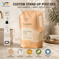 Pochettes souples transparentes de haute qualité avec bec verseur et poignée pour détergent lessive