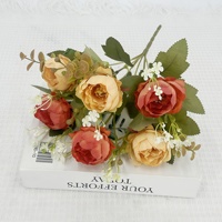 Fleur artificielle en gros, petite branche de rose exquise, teinte et gaufrée à la main, décoration d'intérieur, Fête du Poisson d'avril