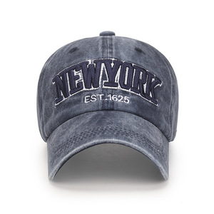 Unisex <b>Baseball</b> <b>Cap</b> Denim Cotton Sun Protection Hat New York Embroidered Vintage Style - Product Image 1