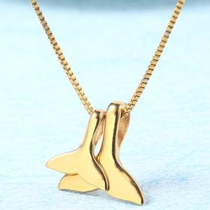 Collares Minimalistas de Plata y Oro con Recubrimiento PVD Antideslustre, Joyería Fina de Acero Inoxidable 316L, Collar con Diseño de Cola de Pez para Mujer - Product Image 3