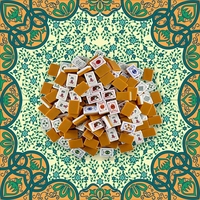Mahjong Amerika Mewah Modern 160PCS 36mm 4-Lapisan Ubin Akrilik Berukir Oranye Hijau Alas Maroko Stok untuk 4-Pemain Poker