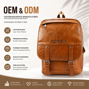 Fournisseur en gros de sacs à dos vintage en cuir PU, sacs d'école décontractés, sacs à dos pour ordinateur portable de grande capacité, sacs à dos de voyage et de travail, logo personnalisé - Product Image 1