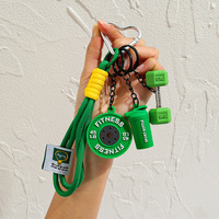 Porte-clés créatif en forme d'haltère miniature, petit pendentif sportif, accessoire de gym, porte-clés personnalisé en PVC souple pour sac