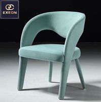 Chaise de salle à manger de style italien, mobilier de restaurant de haute qualité, fauteuil en tissu givré, design en velours bleu