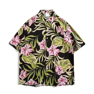 Camiseta casual elegante e confortável com estampa floral para homens, camiseta tamanho grande wwwxxxcom, venda direta da fábrica, manga curta com bolsos
