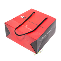 Bolsa de Cartón Mate Roja y Negra de Lujo, Ecológica y Reciclable, con Logotipo Personalizado, para Cosméticos, con Asa de Cuerda de Algodón Negra