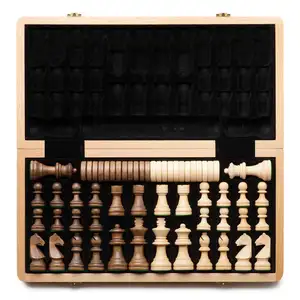 Набор складных деревянных шахматных шашек King Height, фигурки немецкого рыцаря Staunton, деревянные шашки/буковая коробка