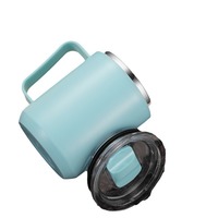 Mug Kopi Stainless Steel 15oz, Botol Air Dinding Ganda, Tumbler Vakum Terisolasi untuk Perjalanan dengan Pegangan dan Tutup Anti Bocor, Bebas BPA
