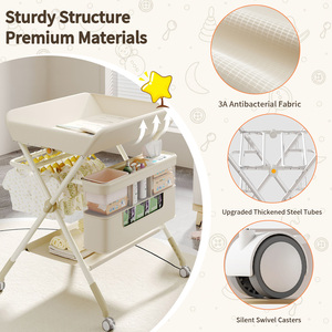 <span class=keywords><strong>Table</strong></span> <span class=keywords><strong>à</strong></span> <span class=keywords><strong>langer</strong></span> multifonction pliable <span class=keywords><strong>pour</strong></span> bébé avec grand panier de rangement, <span class=keywords><strong>baignoire</strong></span> et support de bain <span class=keywords><strong>pour</strong></span> nouveau-nés et tout-petits - Product Image 4