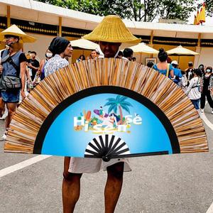 Éventails en bambou de 33 cm en gros, personnalisables avec logo imprimé, éventails à main pour la danse, idéaux pour les fêtes, artisanat en bambou - Product Image 5