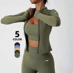 Oem Odmnude duygu kadın Slim Fit tam Zip Up Yoga spor Fitness uzun kollu Yoga kıyafeti kadın spor giyim egzersiz için fermuarlı ceket