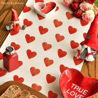 Chemin de table pour la Saint-Valentin 13 * 72 pouces, chemin de table rouge avec des elfes nains en forme de cœur, utilisé pour la décoration de la Saint-Valentin et des anniversaires