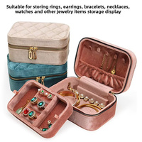 Emballage de boîte à bijoux de voyage en velours avec bague collier personnalisée de luxe
