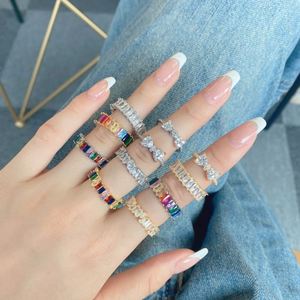Dylam Trendy Design S925 <b>Silver</b> 18K Gold Plated Wedding Promise Engagement Diamond Baguette 5A Cubic Zirconia <b>Eternity</b> <b>Rings</b> - Product Image 6