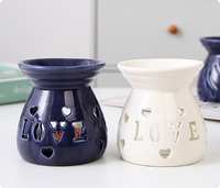 Brûleur de Cire Fondue Élégant pour Huile Essentielle, Diffuseur d'Huile en Céramique Creuse, Porte-Bougie Chauffe-Plat