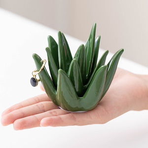 Artesanías ecológicas nórdicas, anillo de Cactus de Aloe de cerámica, pendientes de joyería, adornos de escritorio de estudio <span class=keywords><strong>para</strong></span> el hogar esmaltados - Product Image 4