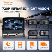 Système de caméra sans fil pour camion AlwayCare, écran 7 pouces, 4 canaux, écran partagé en quatre, 4 caméras, vision nocturne 720P, étanche, 100 m, bus