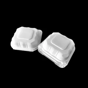 Custom PP 5 bianco usa e getta in plastica incernierata scatola a conchiglia per pane panini da asporto
